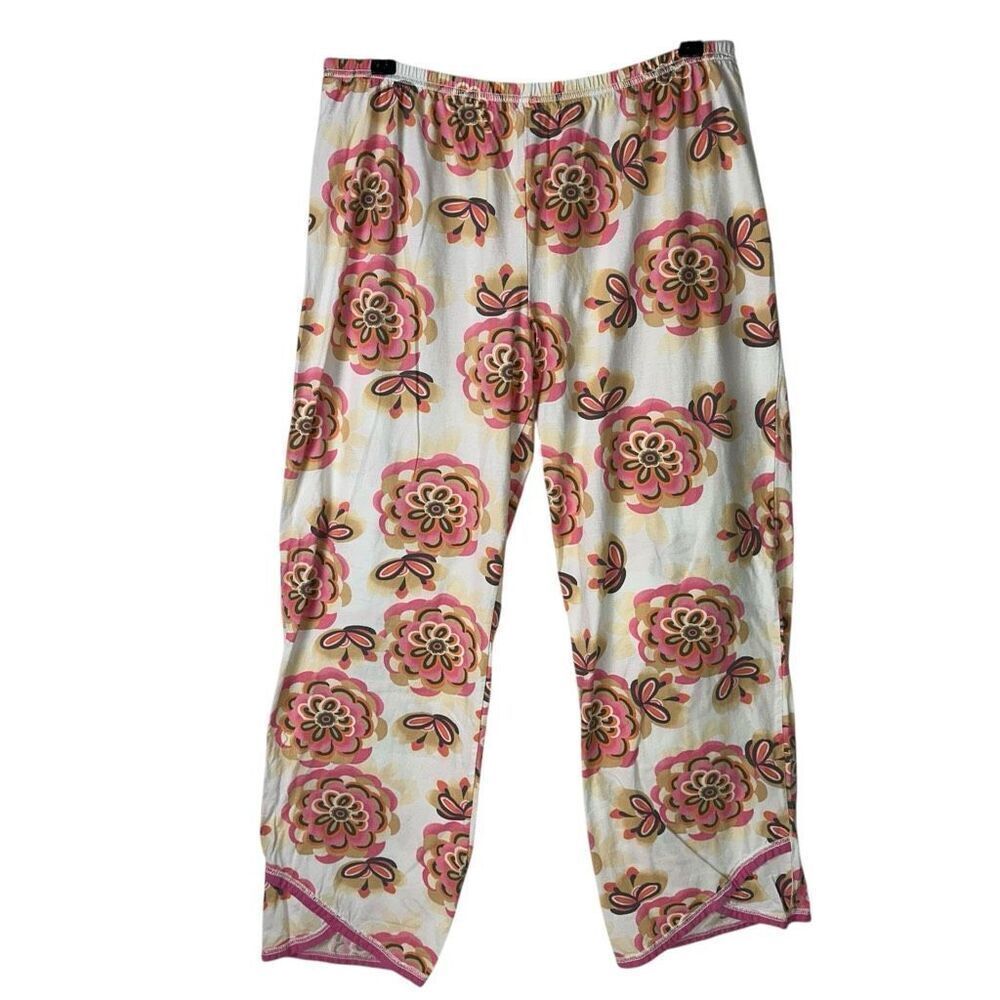 Garnet Hill Womens Large White Orange Pink Pajama Pant